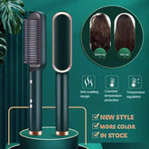 Hair straightener hot comb with temperature control and anti-scald design featuring negative ion technology